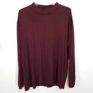 J. Ferrar Maroon Cotton Blend Pullover Sweatshirt